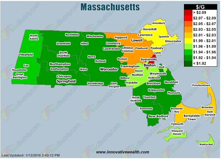 Massachusetts Gas prices 01.16