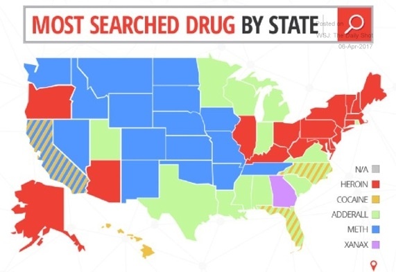 drug searched on google by state
